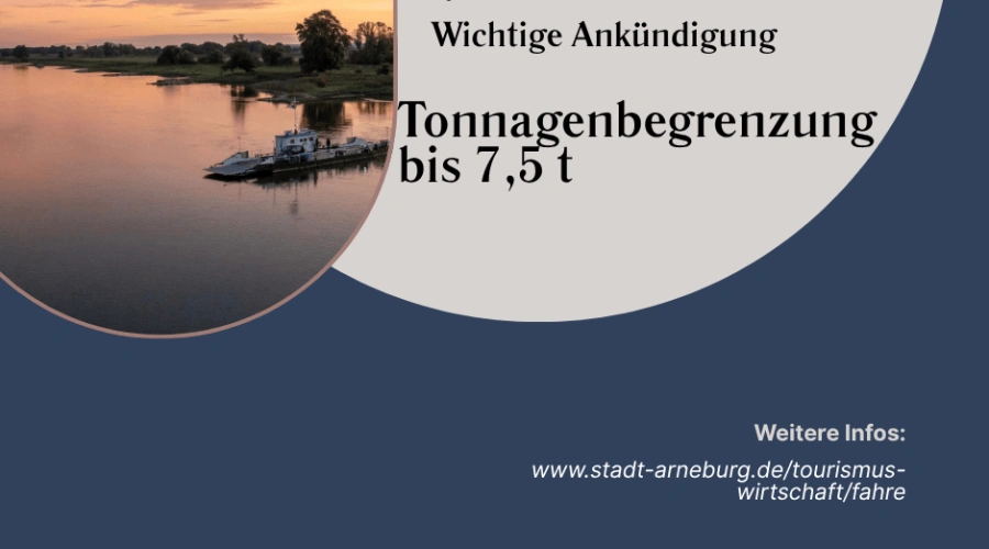 Tonnagenbegrenzung Fähre Arneburg